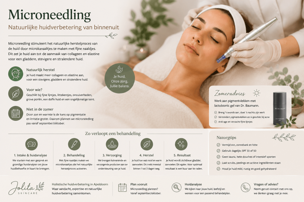 Infographic: wat is microneedling – natuurlijke huidverbetering van binnenuit