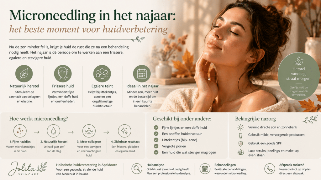 Infographic: microneedling in het najaar, hoe het werkt, nazorg en voor wie het geschikt is